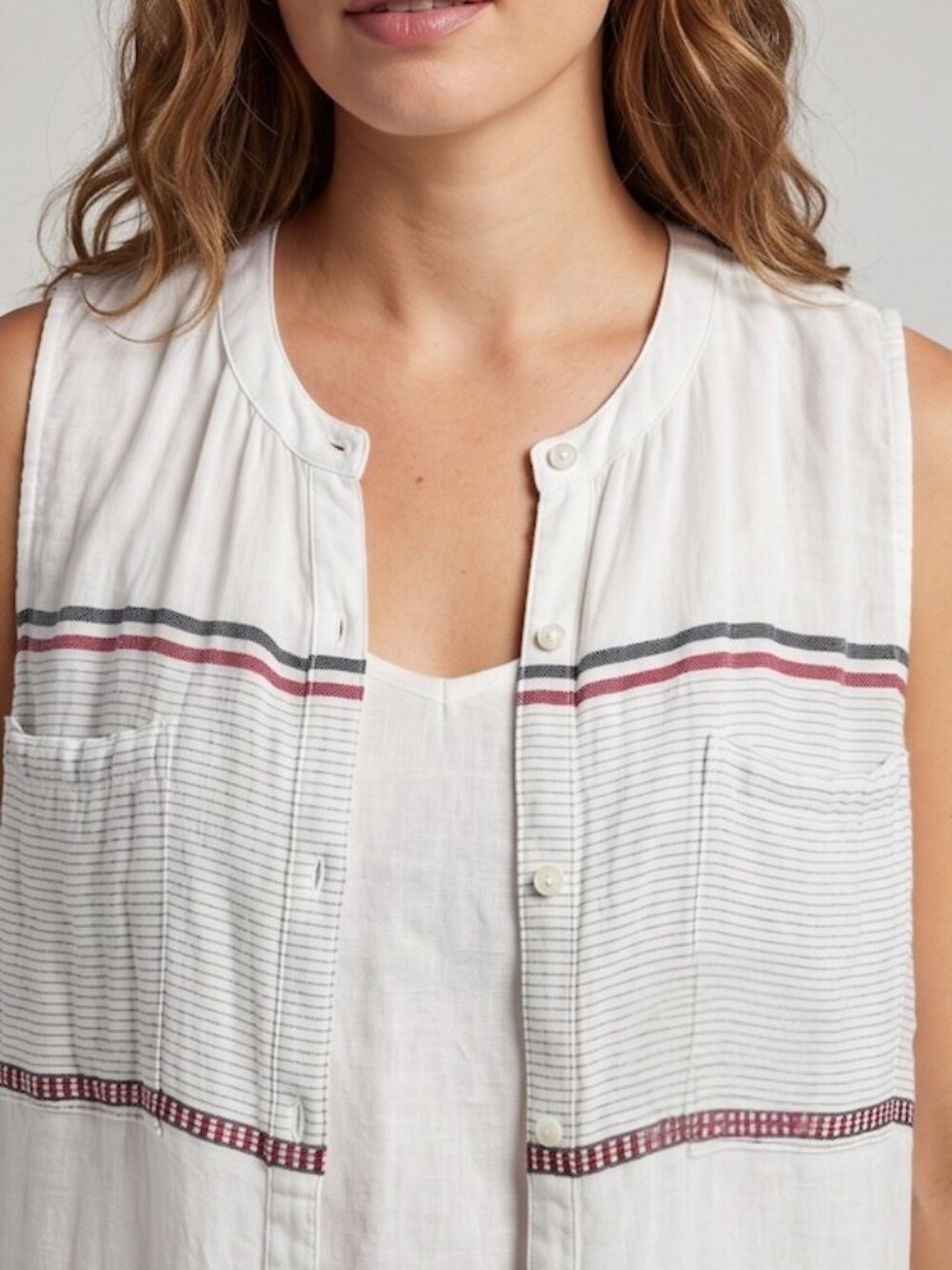 Lucky Brand White Striped Sleeveless Longline Vest Duster & Tank Set XS - Picture 3 of 8
